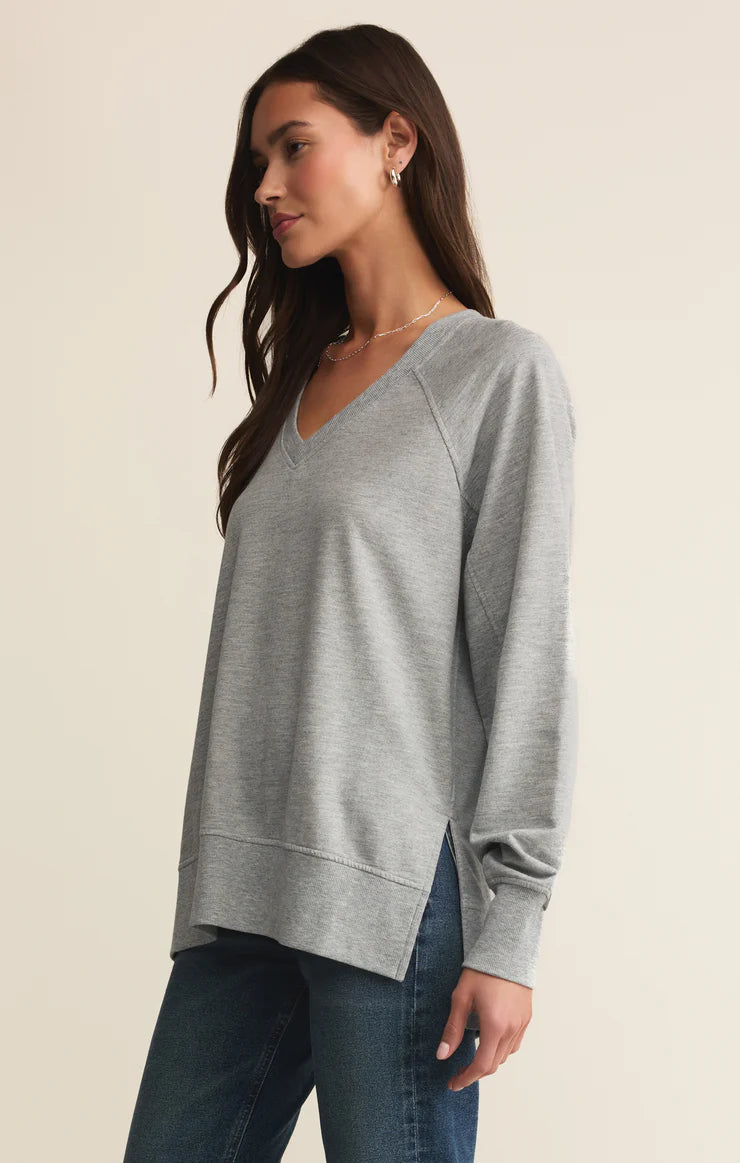 Weekender V-Neck In Classic Heather Grey by Z-Supply