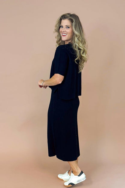 Lucky Streak Black Ribbed Knit Top