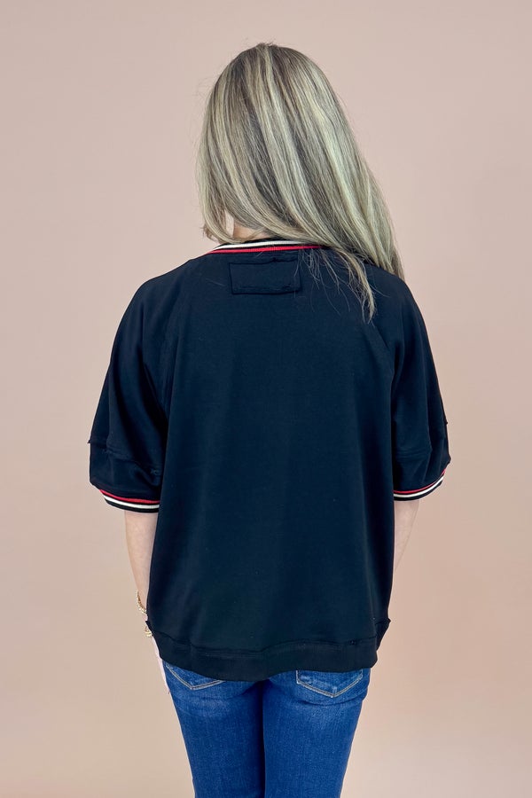 Overtime Magic Black With Red Lining Detail Top