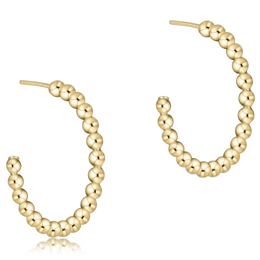 Beaded Classic 1.25&quot; Post Hoop Earrings - 4mm Gold by enewton