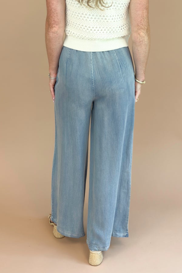 Vinyl Skies Denim Wide Leg Pants