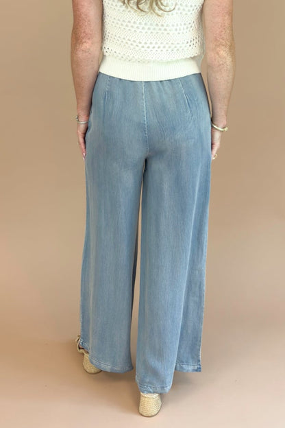 Vinyl Skies Denim Wide Leg Pants