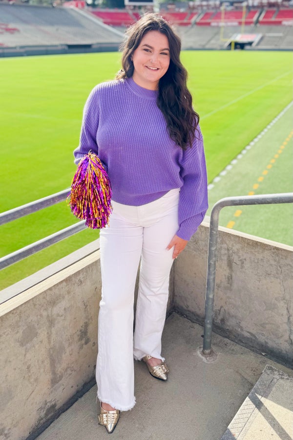 First &amp; Flawless Light Purple Knit Sweater