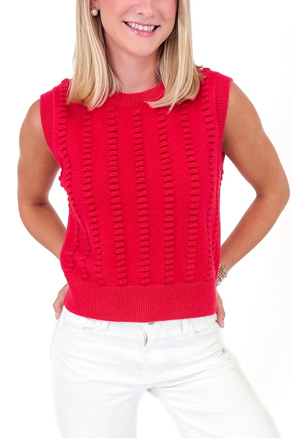 Monday Morning Quarterback Red Textured Sweater Vest