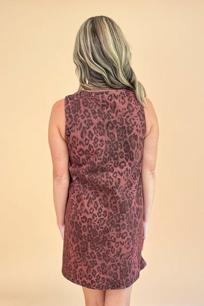 House Rules Brown Leopard Button Up Dress by Entro