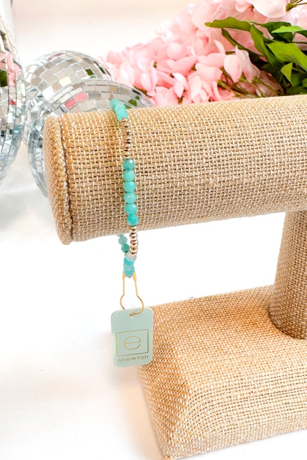 Classic Blissful Pattern 2.5mm Bead Bracelet - 3mm Amazonite by e newton