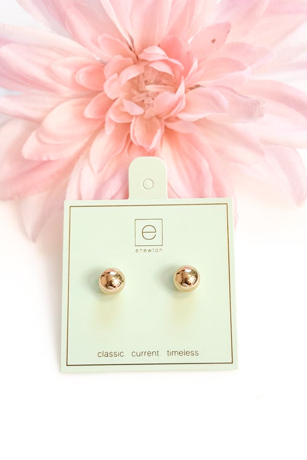 Classic 10mm Ball Stud Earrings - Gold by enewton