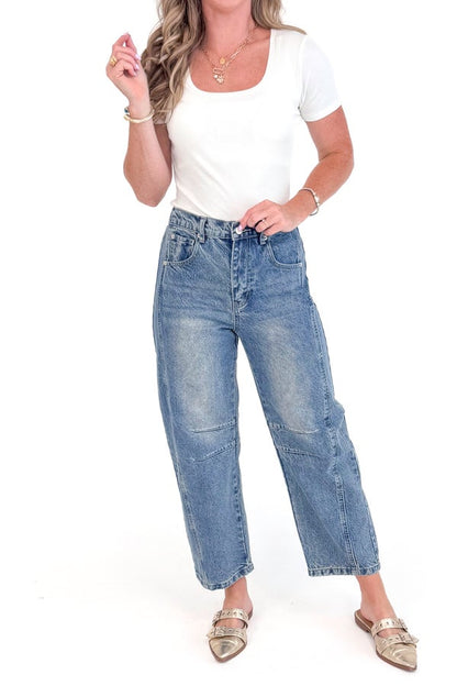 The Paparazzi Pant Medium Wash Barrel Jeans