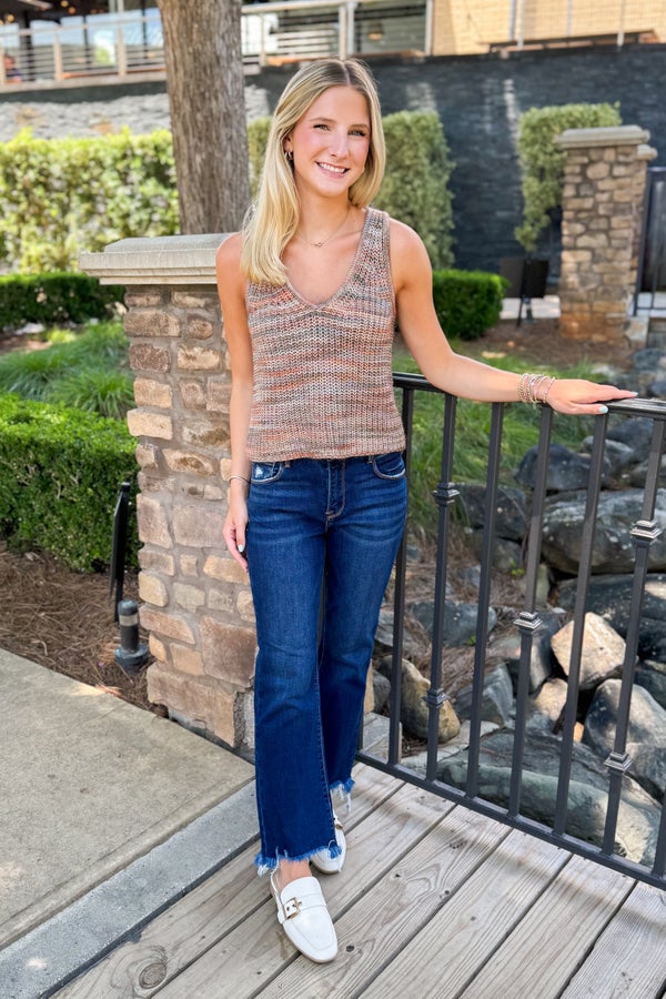 Postcard Perfect Olive &amp; Rust V-Neck Sweater Tank by Skies Are Blue