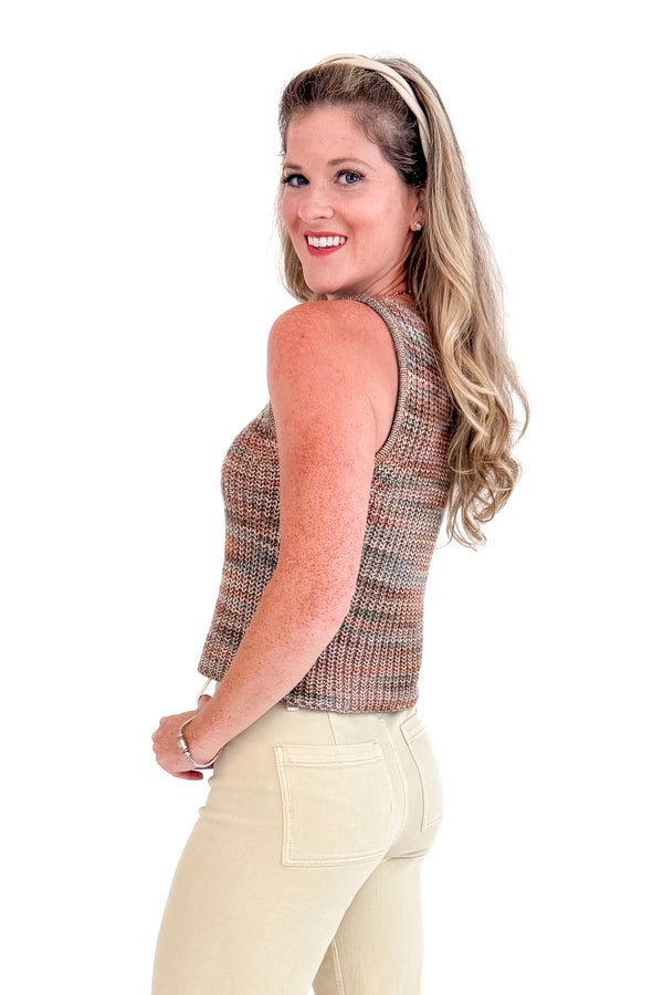 Postcard Perfect Olive &amp; Rust V-Neck Sweater Tank by Skies Are Blue