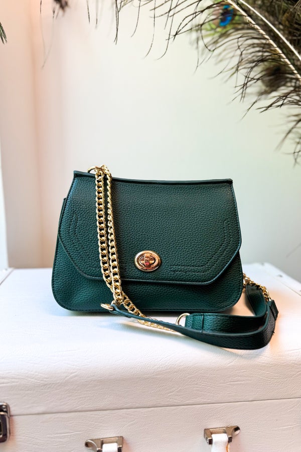 Lottie Twist Lock Crossbody Bag - Hunter Green
