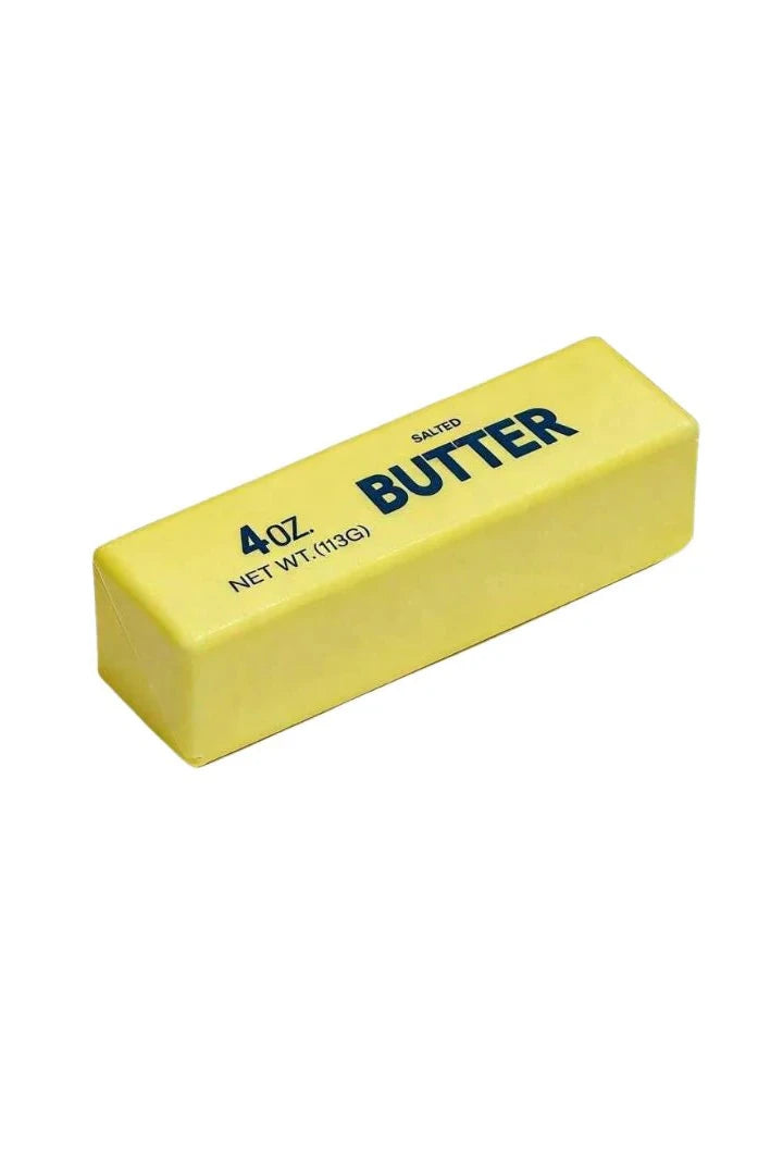Yellow block of butter with &