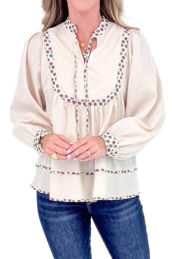 Daily Drip Ecru Floral Lined Top by Entro