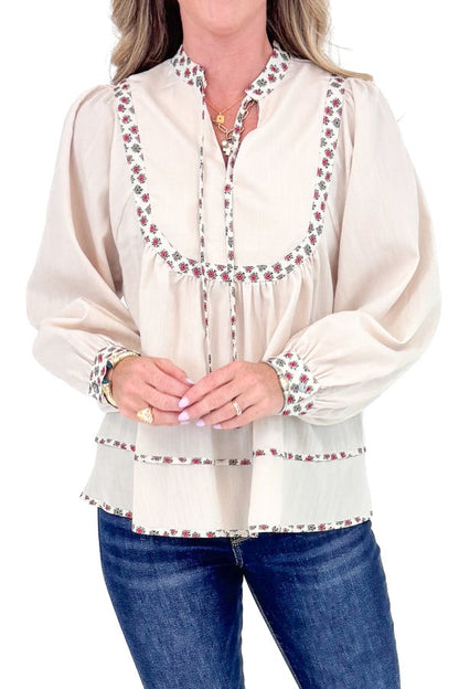 Daily Drip Ecru Floral Lined Top by Entro