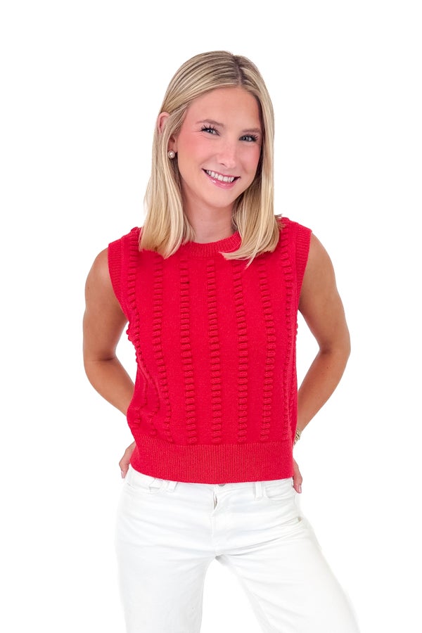 Monday Morning Quarterback Red Textured Sweater Vest