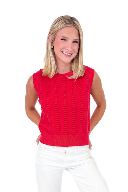 Monday Morning Quarterback Red Textured Sweater Vest