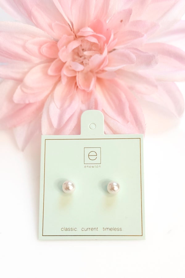 Classic 8mm Ball Stud Earrings - Pearl by enewton