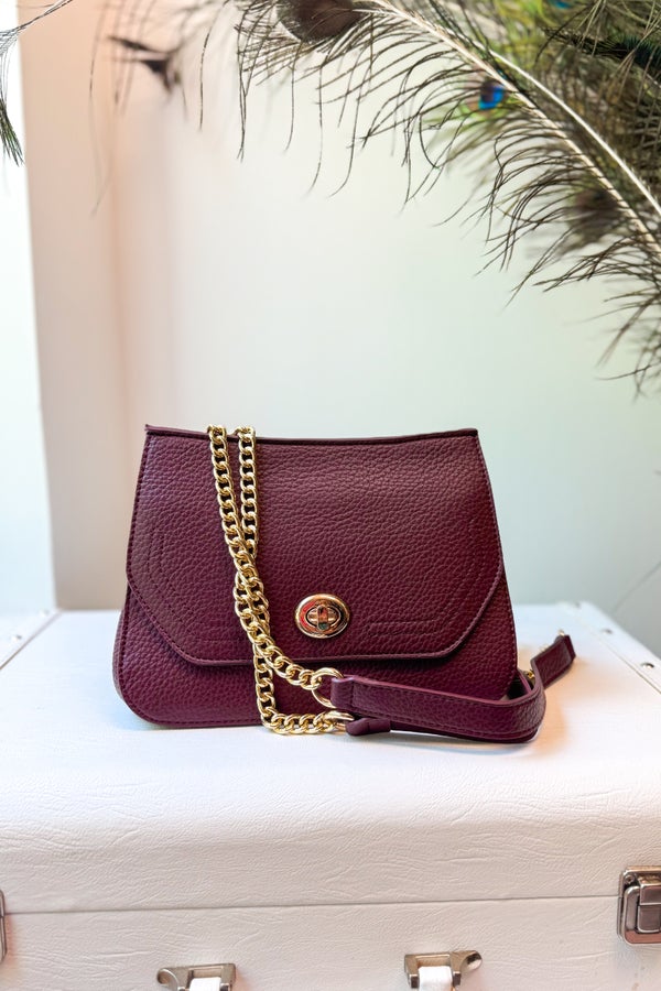 Lottie Twist Lock Crossbody Bag - Sangria