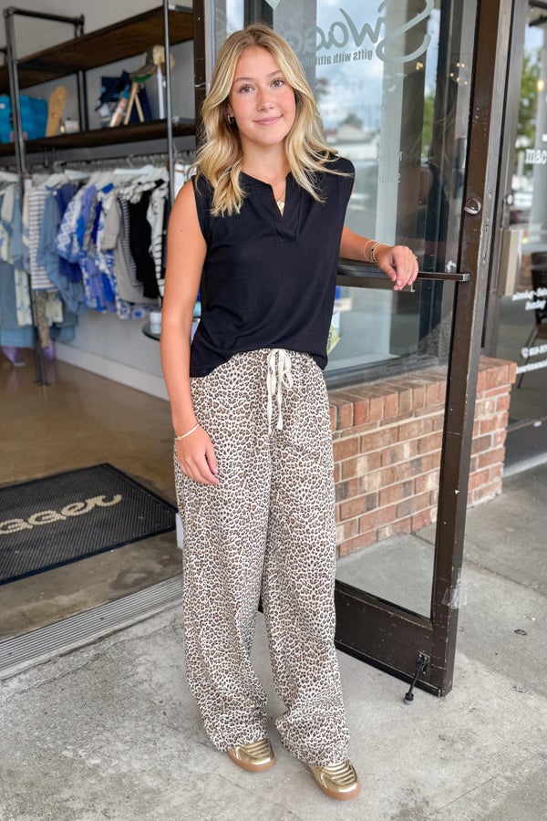 KIRA LEOPARD WIDE LEG PANTS