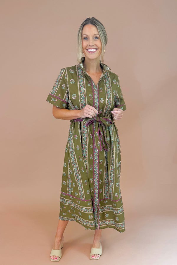 Best Of Both Worlds Brown &amp; Purple Floral Printed Midi Dress by Entro