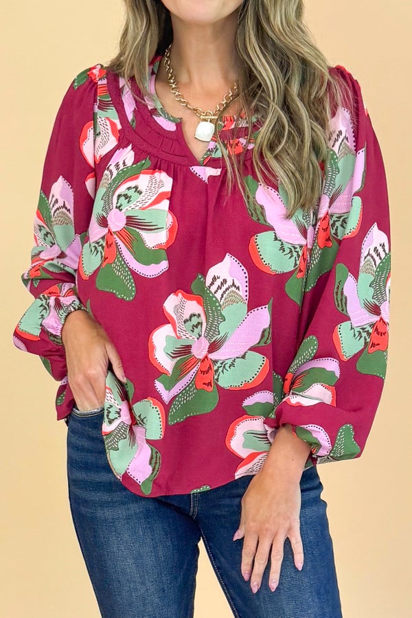 Janelle Top In Plum Center Stage by Mary Square