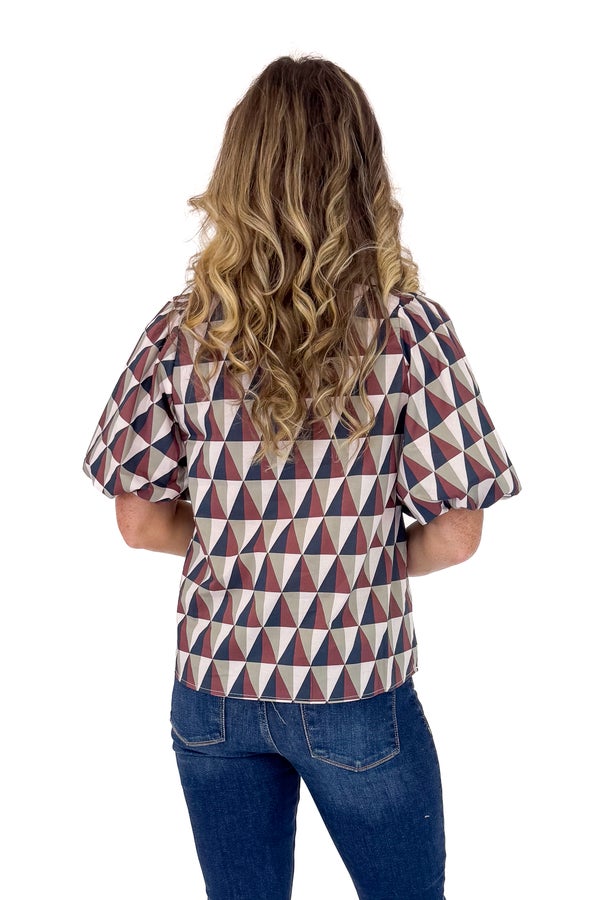 Golden Days Denim, Brown &amp; Olive Printed Top by THML