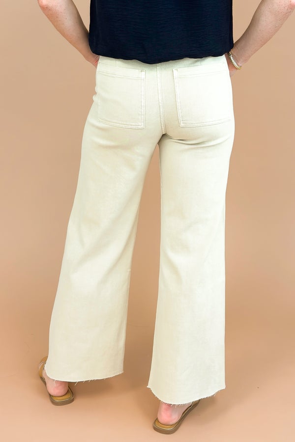 Breanne Beige Straight Wide Leg Jeans