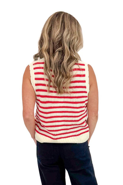 What Happens In Vegas Red Striped V-Neck Sweater Vest