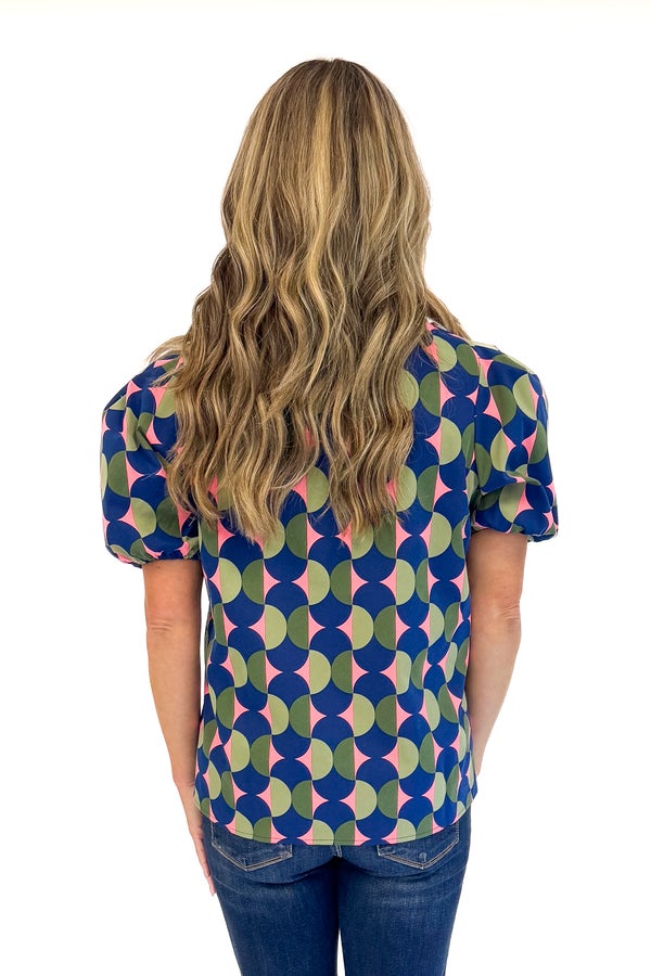 Lainey Top In Blue Polka Dot Pops by Mary Square