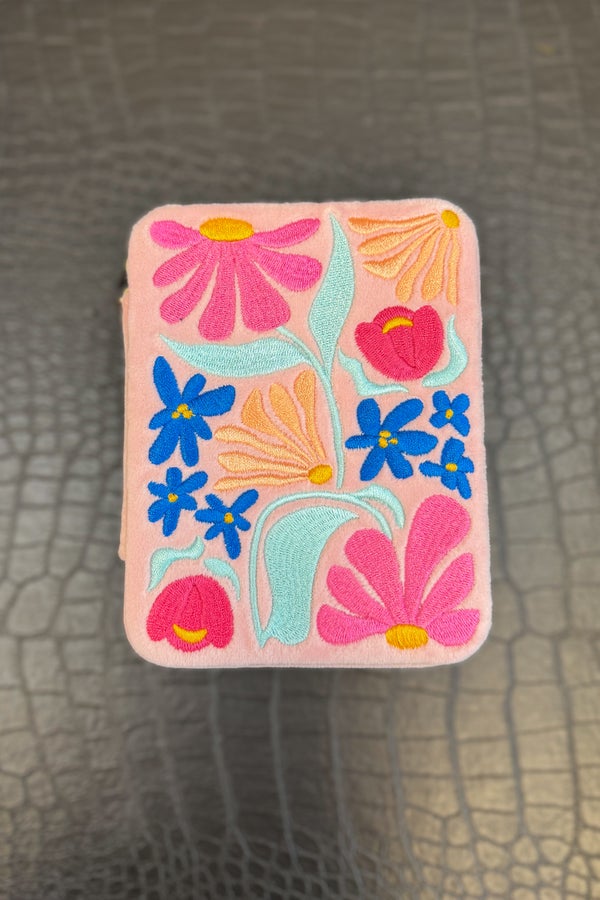 Retro Flower Jewelry Zip Case