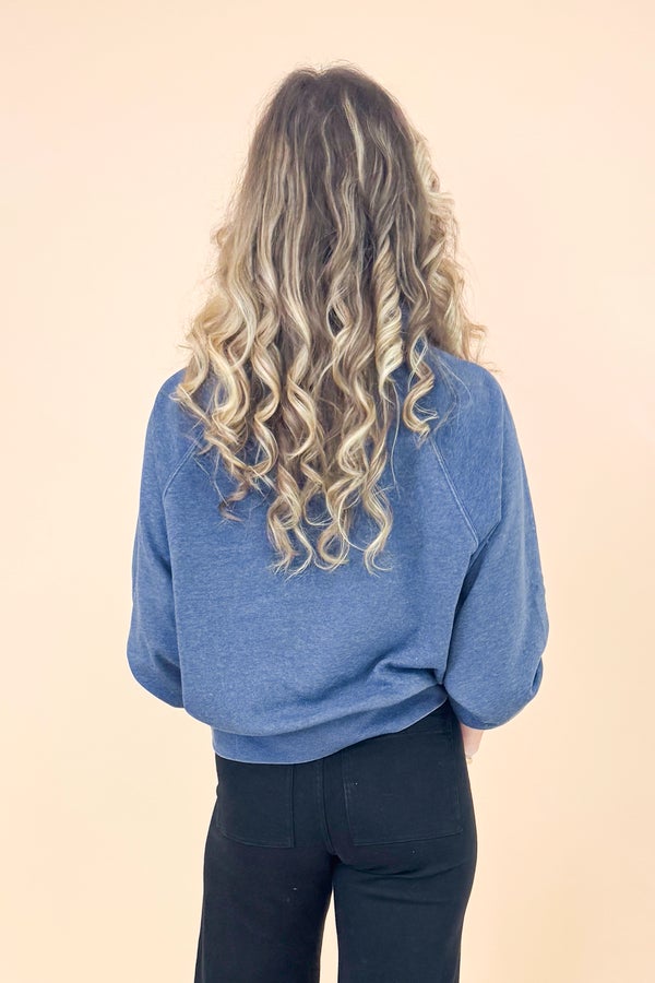 Morning Chill Navy Collared V-neck Sweatshirt