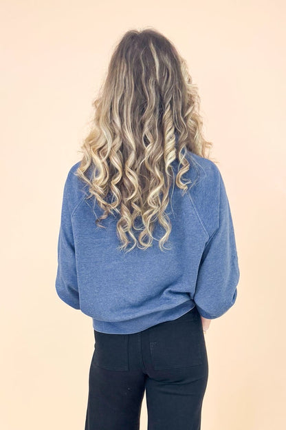 Morning Chill Navy Collared V-neck Sweatshirt