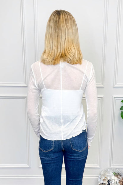 Gone With The Wind Off White Sheer Long Sleeve Top