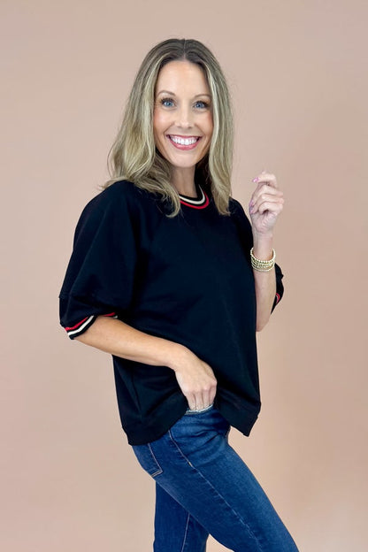 Overtime Magic Black With Red Lining Detail Top