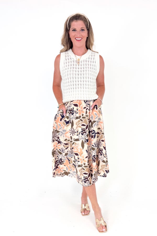Open Road Multi Printed Midi Skirt