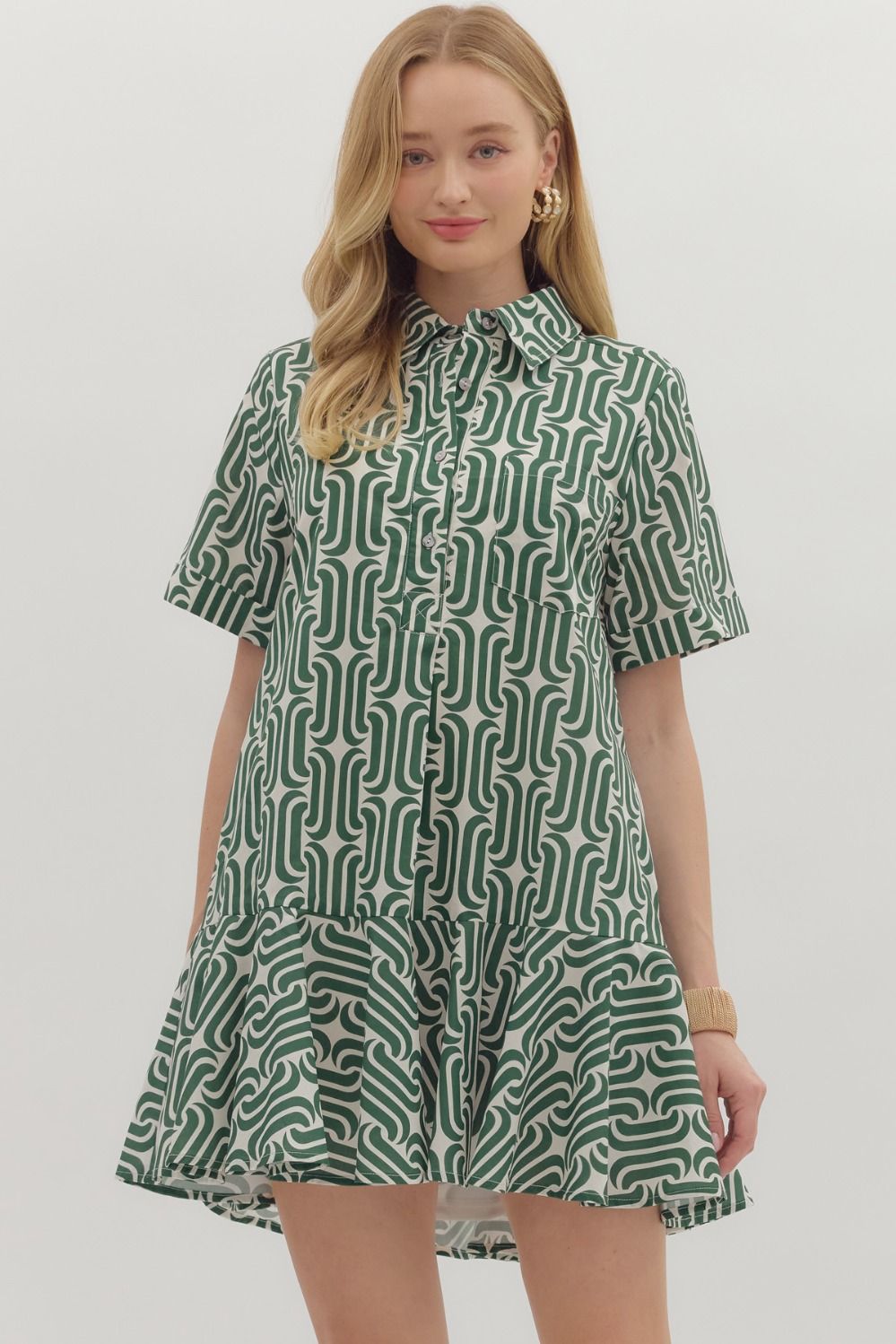 Do The Thing Pine Abstract Print Drop Waist Dress by Entro