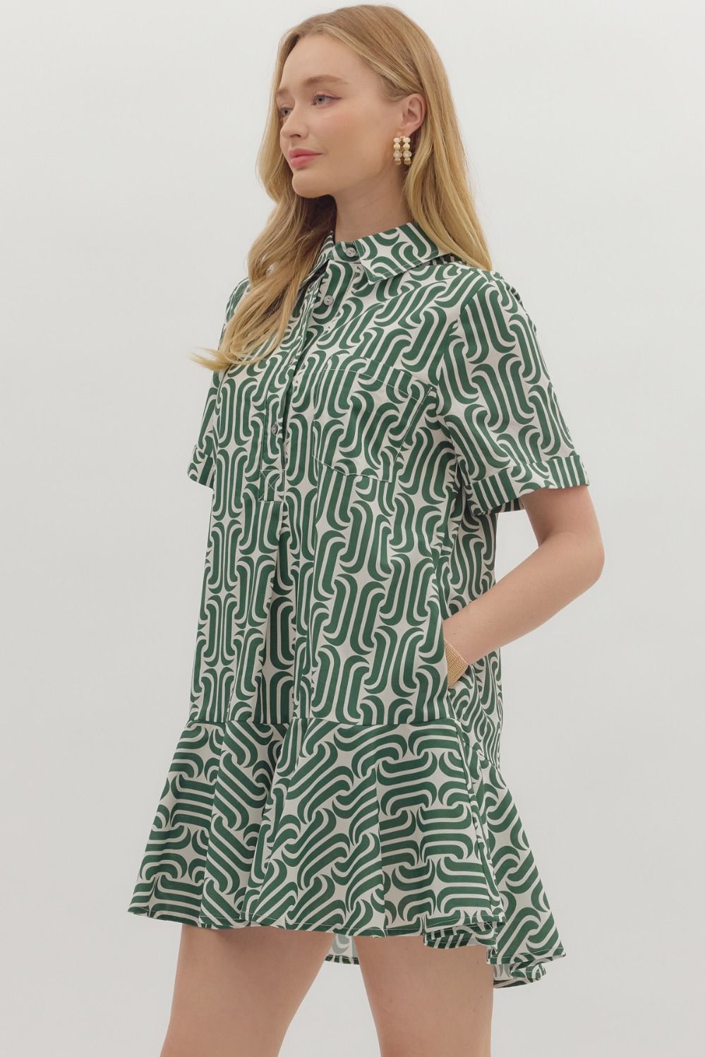 Do The Thing Pine Abstract Print Drop Waist Dress by Entro
