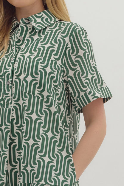 Do The Thing Pine Abstract Print Drop Waist Dress by Entro