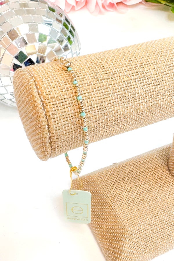 Hope Sincerity Pattern 2mm Bead Bracelet - Mint by e newton