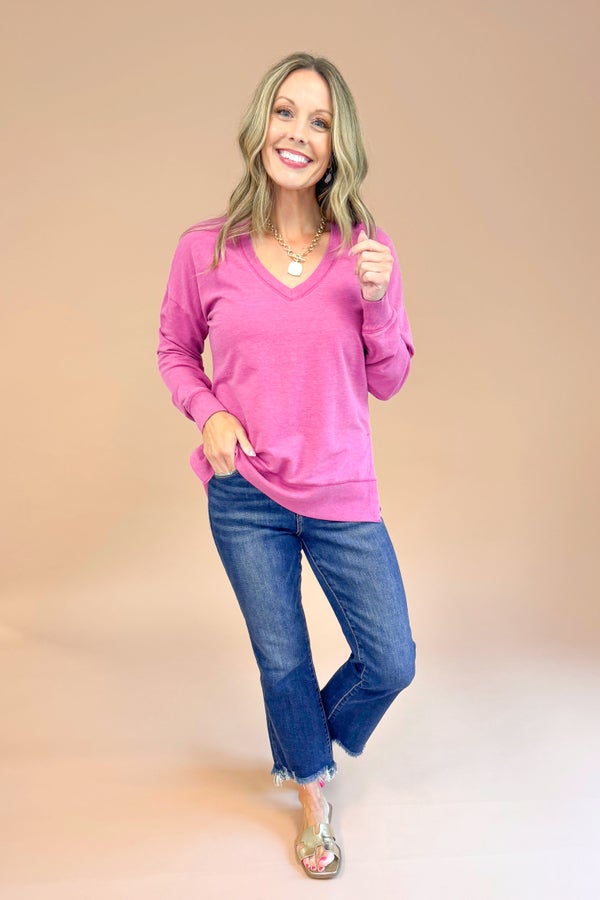 Modern V-Neck Weekender In Magenta by Z Supply