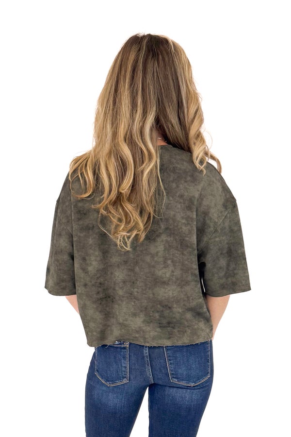 Out Of Office Washed Charcoal Short Sleeve Top