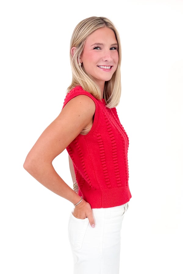Monday Morning Quarterback Red Textured Sweater Vest