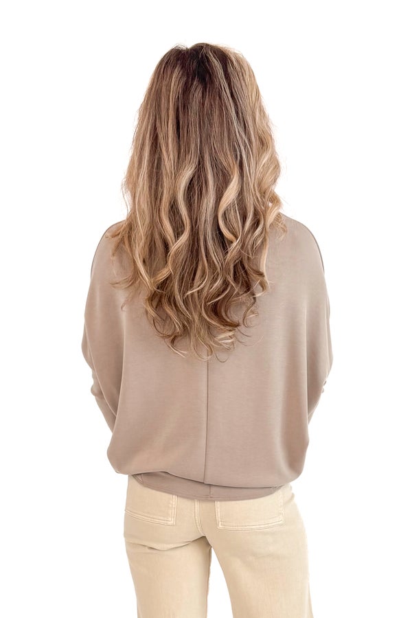 Rome By Foot Taupe Boatneck Dolman Sleeve Top