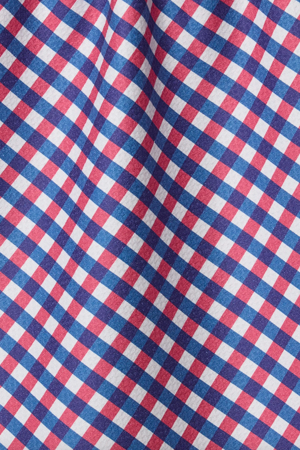 Close-up of red, white, and blue checkered fabric