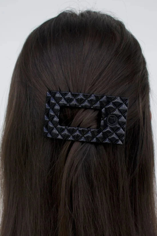 Jet Black Quilted Small Rectangle Flat Clip