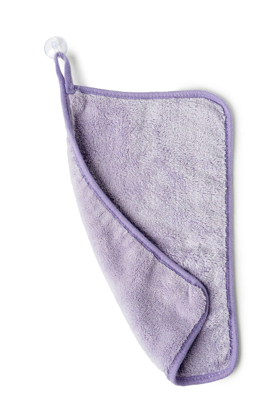 purple towel with purple trim on a white background
