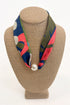 olive floral detail scarf necklace with magnetic pearl detail 