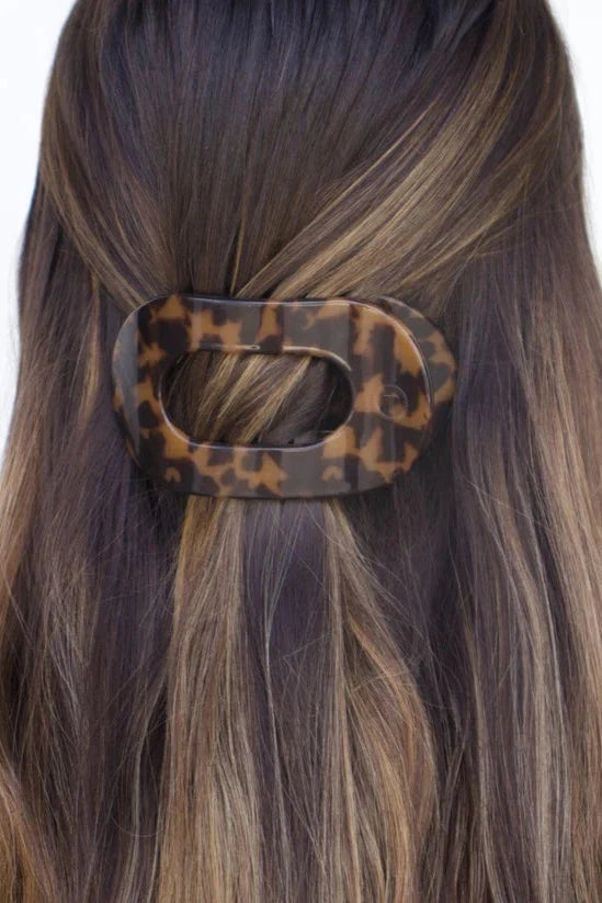 Medium Tortoise Round Flat Hair Clip by Teletie