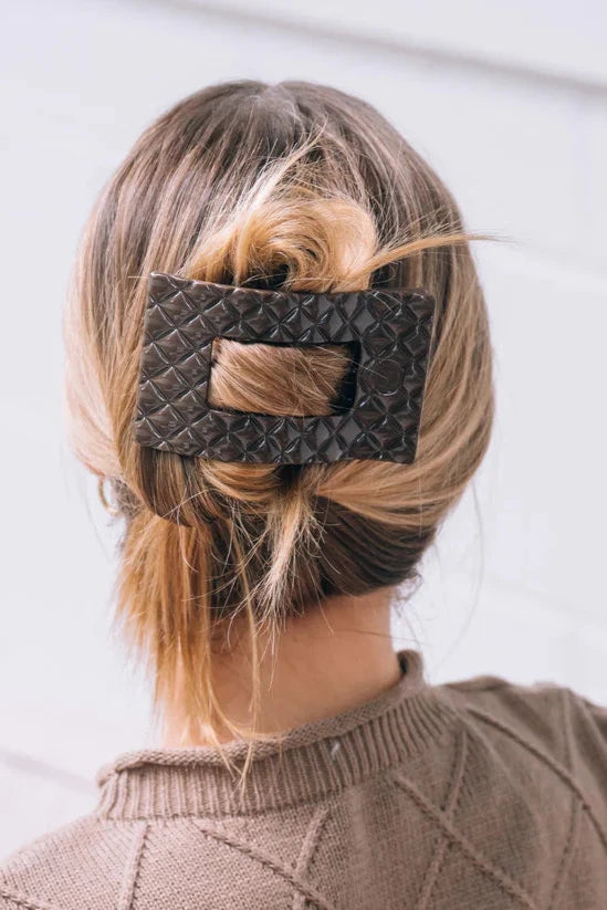 Truly Taupe Quilted Large Rectangle Flat Clip