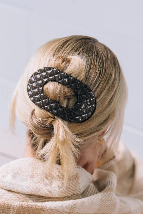 Truly Taupe Quilted Medium Round Flat Clip